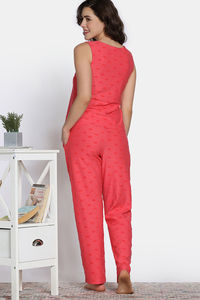 Zivame 2 Mile Fashion Knit Cotton Pyjama Set - Rose of Sharon — thumbnail 5